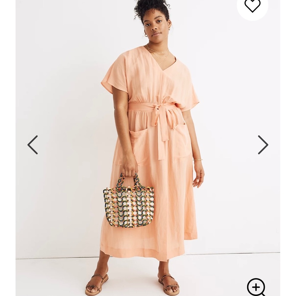 Linen-Blend Dolman-Sleeve Tie-Waist Midi Dress